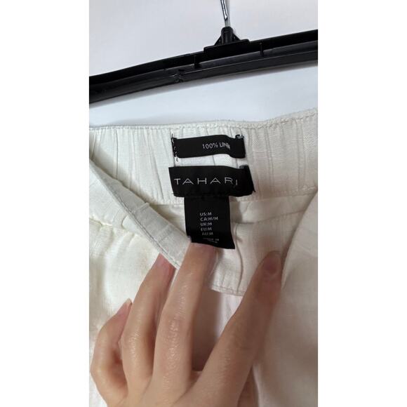 TAHARI 100% LINEN PANTS SIZE MEDIUM WHITE - Picture 3 of 3